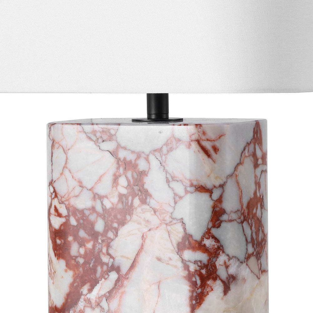 Safavieh LISABRYNA Marble Table Lamp – Elegant White & Red Accent for Modern Living Spaces, 22” Height CTL1094B
