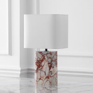 Safavieh LISABRYNA Marble Table Lamp – Elegant White & Red Accent for Modern Living Spaces, 22” Height CTL1094B