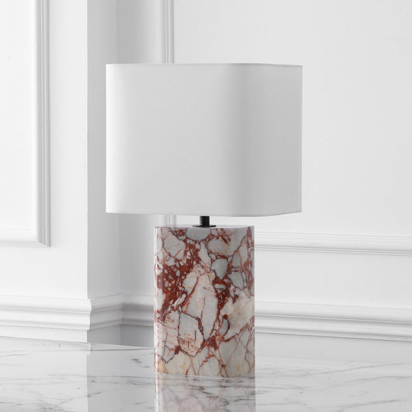Safavieh LISABRYNA Marble Table Lamp – Elegant White & Red Accent for Modern Living Spaces, 22” Height CTL1094B