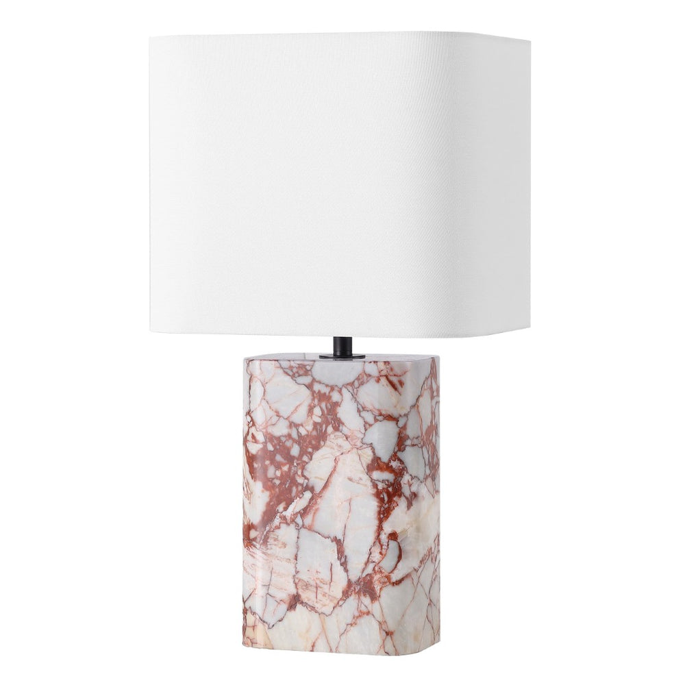 Safavieh LISABRYNA Marble Table Lamp – Elegant White & Red Accent for Modern Living Spaces, 22” Height CTL1094B