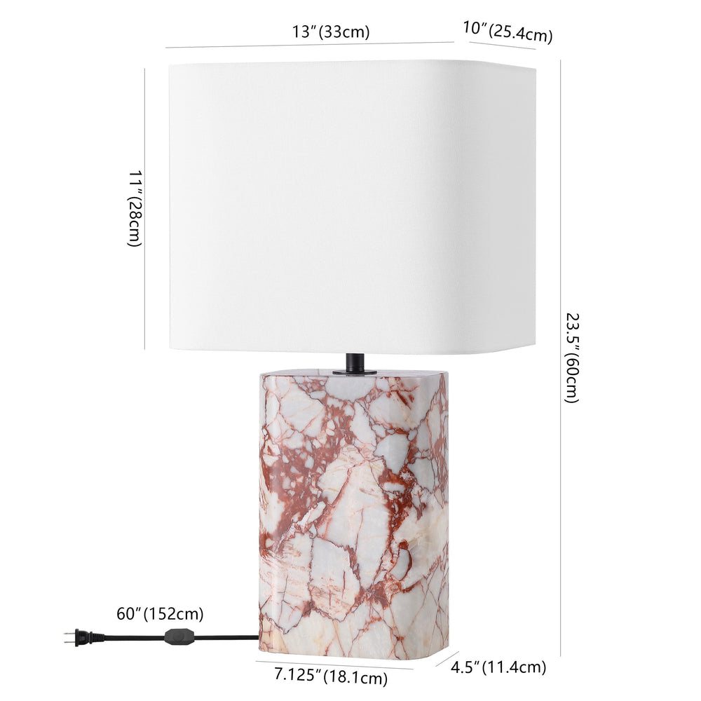 Safavieh Lisabryna Marble Table Lamp - Elegant White & Red Design, Perfect For Modern Home Decor & Ambiance White ,Red Marble ,Iron ,Shade Ctl1094b