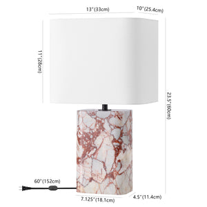 Safavieh Lisabryna Marble Table Lamp - Elegant White & Red Design, Perfect For Modern Home Decor & Ambiance White ,Red Marble ,Iron ,Shade Ctl1094b