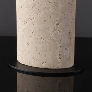 Safavieh Jillianna Round Travertine Table Lamp — Natural Stone Base, Iron Accents & White Shade For Warm Ambient Lighting And Timeless Modern Style CTL1095A