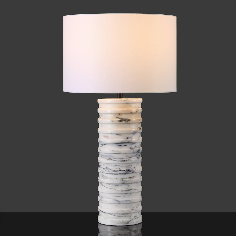 Safavieh Gizelle Round Marble Table Lamp - Elegant White & Grey Design For Stylish Home Illumination White ,Grey Marble ,Iron ,Shade Ctl1097a