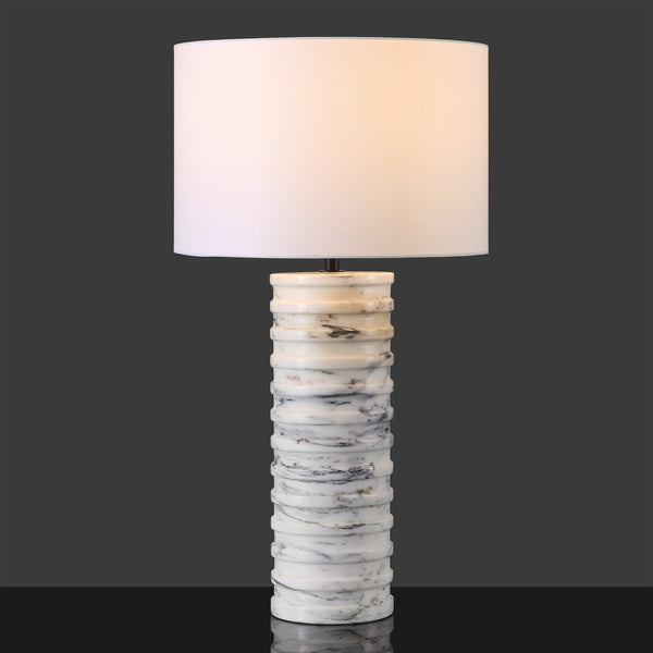 Safavieh Gizelle Round Marble Table Lamp - Elegant White & Grey Design For Stylish Home Illumination White ,Grey Marble ,Iron ,Shade Ctl1097a