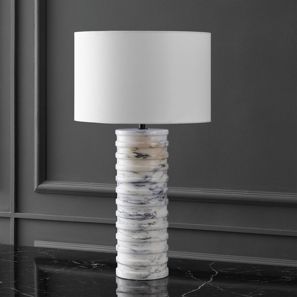 Safavieh GIZELLE Round Marble Table Lamp - Stylish White & Grey Design for Elegant Home Decor & Lighting CTL1097A