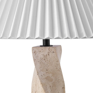 Safavieh MAYALENN Elegant Travertine Table Lamp – White Shade, Natural Stone Base for Timeless Ambiance CTL1098A