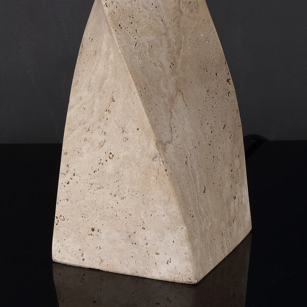 Safavieh MAYALENN Elegant Travertine Table Lamp – White Shade, Natural Stone Base for Timeless Ambiance CTL1098A