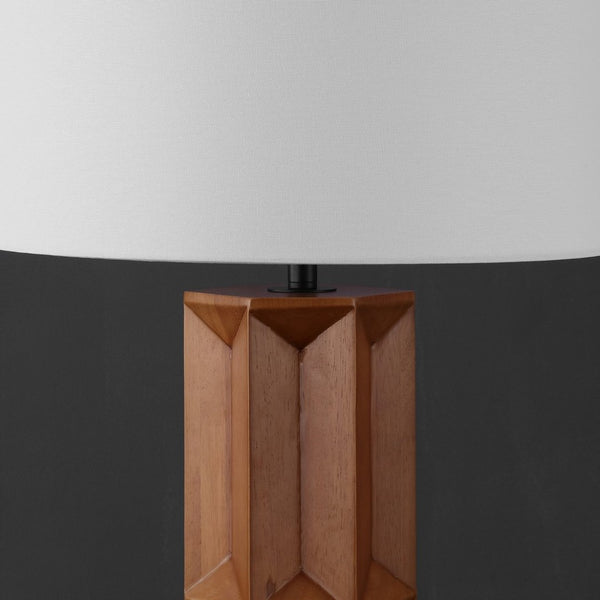 Safavieh FERDINAND Wood Table Lamp - Elegant Walnut & White Design for Modern & Classic Interiors, 28.5" Tall CTL1099A