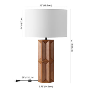 Safavieh FERDINAND Wood Table Lamp - Elegant Walnut & White Design for Modern & Classic Interiors, 28.5" Tall CTL1099A