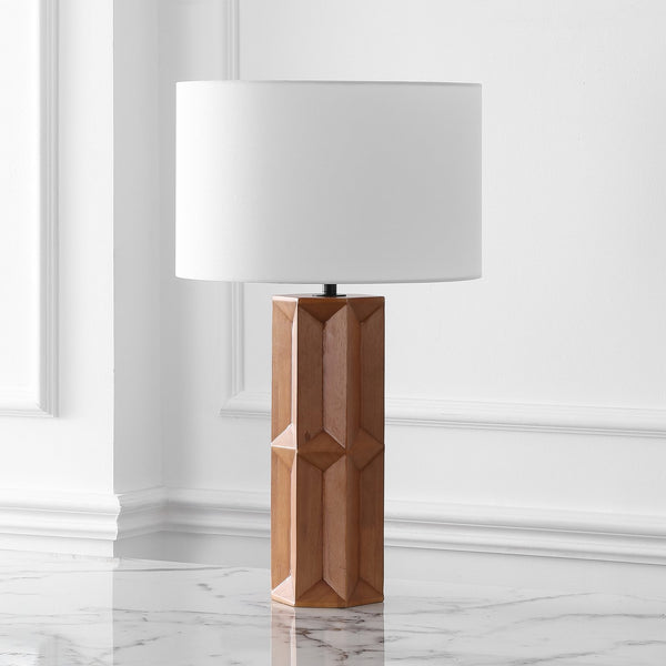 Safavieh Ferdinand Wood Table Lamp - Elegant Walnut & White Design For Cozy Ambiance In Any Room Walnut ,White Wood ,Iron ,Shade Ctl1099a