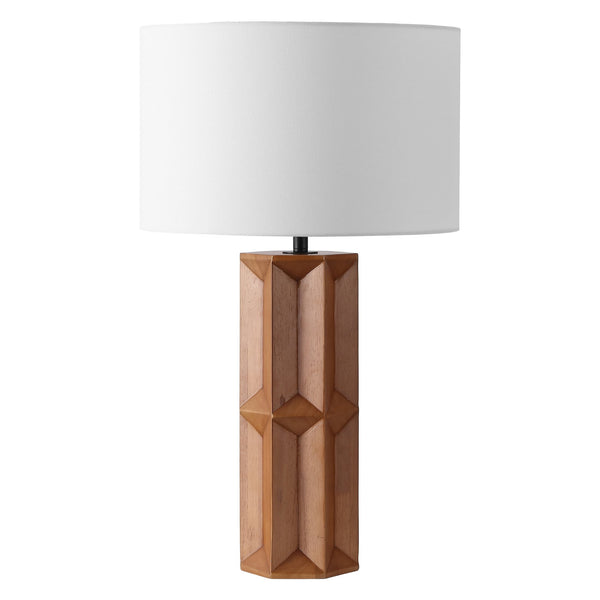 Safavieh Ferdinand Wood Table Lamp - Elegant Walnut & White Design For Cozy Ambiance In Any Room Walnut ,White Wood ,Iron ,Shade Ctl1099a