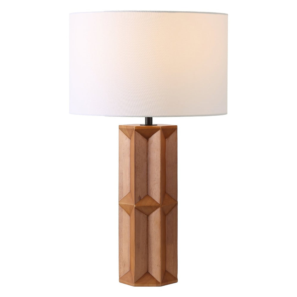 Safavieh FERDINAND Wood Table Lamp - Elegant Walnut & White Design for Modern & Classic Interiors, 28.5" Tall CTL1099A