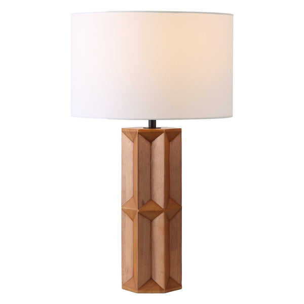 Safavieh Ferdinand Wood Table Lamp - Elegant Walnut & White Design For Cozy Ambiance In Any Room Walnut ,White Wood ,Iron ,Shade Ctl1099a