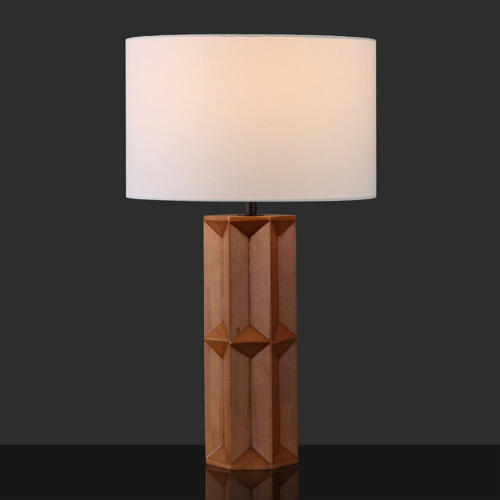 Safavieh FERDINAND Wood Table Lamp - Elegant Walnut & White Design for Modern & Classic Interiors, 28.5" Tall CTL1099A