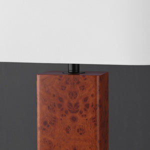 Safavieh ELSEE Burl Wood Table Lamp – Elegant Walnut Accent with Iron Base & White Shade for Modern Spaces CTL1100A