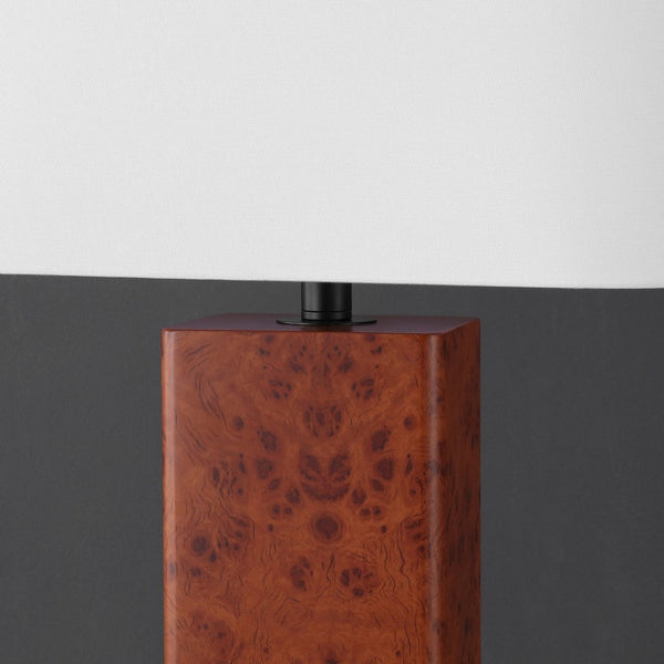 Safavieh ELSEE Burl Wood Table Lamp – Elegant Walnut Accent with Iron Base & White Shade for Modern Spaces CTL1100A
