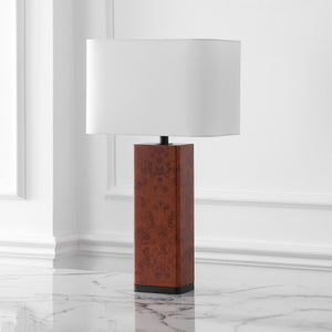 Safavieh Elsee Burl Wood Table Lamp - Walnut Elegance With White Shade For Cozy Ambiance & Modern Decor Walnut Burl ,White Wood ,Iron ,Shade Ctl1100a