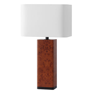 Safavieh Elsee Burl Wood Table Lamp - Walnut Elegance With White Shade For Cozy Ambiance & Modern Decor Walnut Burl ,White Wood ,Iron ,Shade Ctl1100a