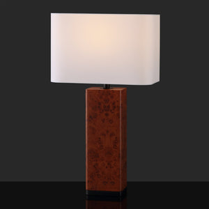 Safavieh Elsee Burl Wood Table Lamp - Walnut Elegance With White Shade For Cozy Ambiance & Modern Decor Walnut Burl ,White Wood ,Iron ,Shade Ctl1100a