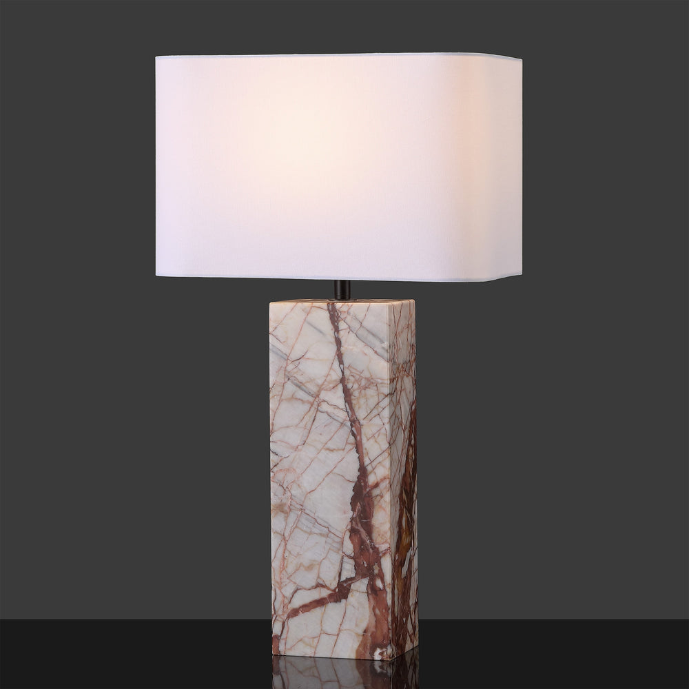 Safavieh Chrisette Marble Square Base Table Lamp - Elegant White & Red Design For Stylish Home Decor White ,Red Marble ,Iron ,Shade Ctl1101a