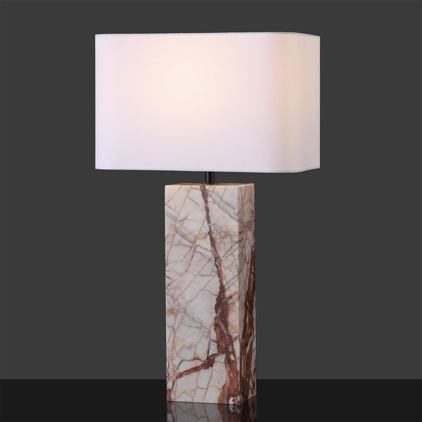 Safavieh Chrisette Marble Square Base Table Lamp - Elegant White & Red Design For Stylish Home Decor White ,Red Marble ,Iron ,Shade Ctl1101a
