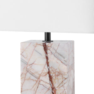 Safavieh CHRISETTE Marble Square Base Table Lamp - White & Red Accent for Modern Ambience & Style CTL1101A