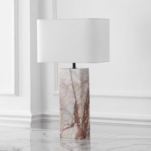 Safavieh Chrisette Marble Square Base Table Lamp - Elegant White & Red Design For Stylish Home Decor White ,Red Marble ,Iron ,Shade Ctl1101a