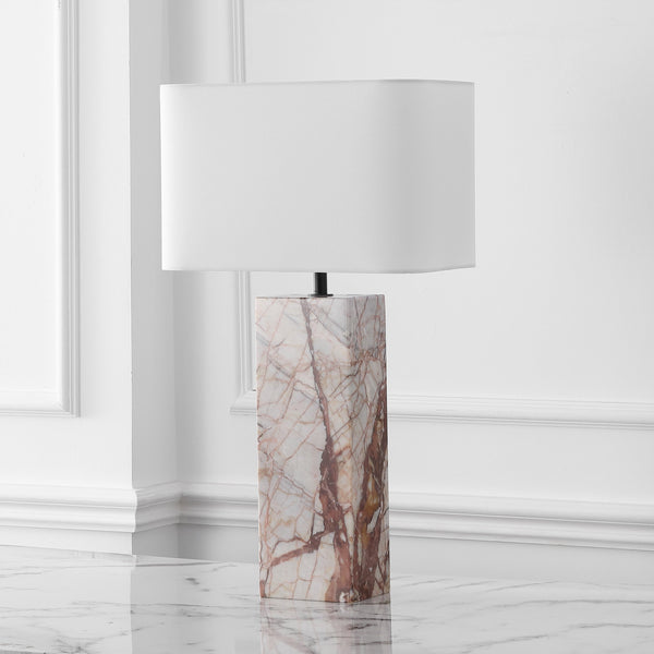Safavieh Chrisette Marble Square Base Table Lamp - Elegant White & Red Design For Stylish Home Decor White ,Red Marble ,Iron ,Shade Ctl1101a