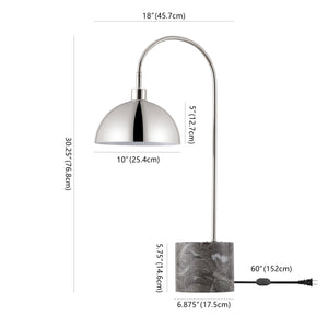 Safavieh Rosabellina Marble Base Table Lamp With Matte Iron Stem — Sculptural Ambient Lighting For Modern Spaces SILVER / GREY CTL1103B