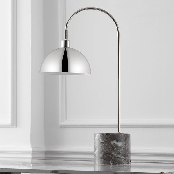 Safavieh Rosabellina Marble Base Table Lamp With Matte Iron Stem — Sculptural Ambient Lighting For Modern Spaces SILVER / GREY CTL1103B