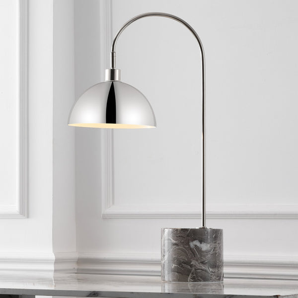 Safavieh Rosabellina Marble Base Table Lamp With Matte Iron Stem — Sculptural Ambient Lighting For Modern Spaces SILVER / GREY CTL1103B