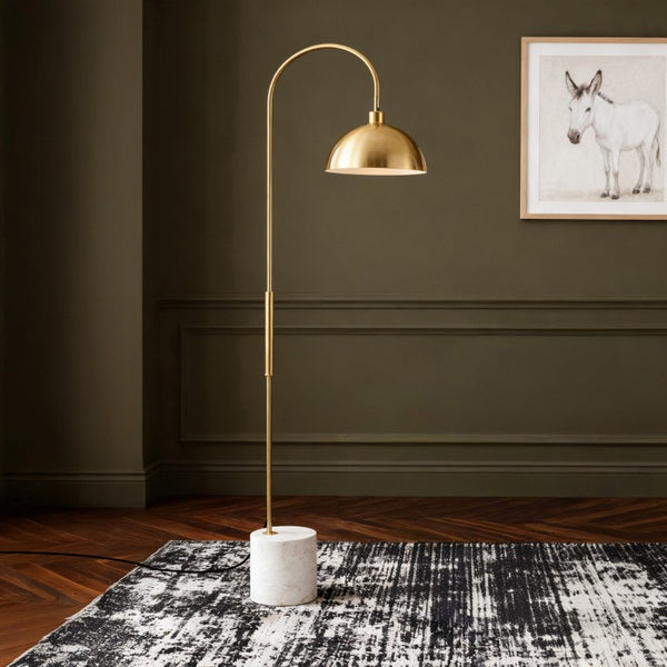 Safavieh Rosabellina 68 Inch Marble Base Floor Lamp with Gold Iron Stem and White Shade Gold / White CTL1104A