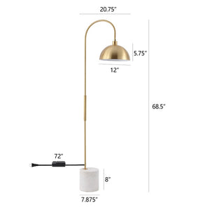 Safavieh Rosabellina 68 Inch Marble Base Floor Lamp with Gold Iron Stem and White Shade Gold / White CTL1104A