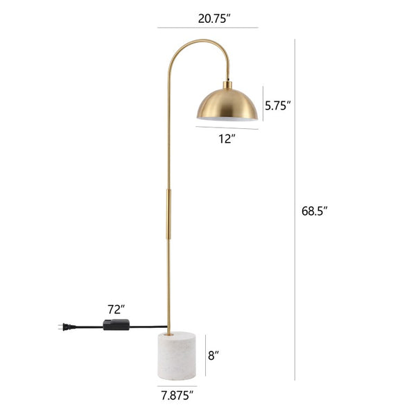 Safavieh Rosabellina 68 Inch Marble Base Floor Lamp with Gold Iron Stem and White Shade Gold / White CTL1104A