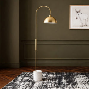 Safavieh Rosabellina 68 Inch Marble Base Floor Lamp with Gold Iron Stem and White Shade Gold / White CTL1104A