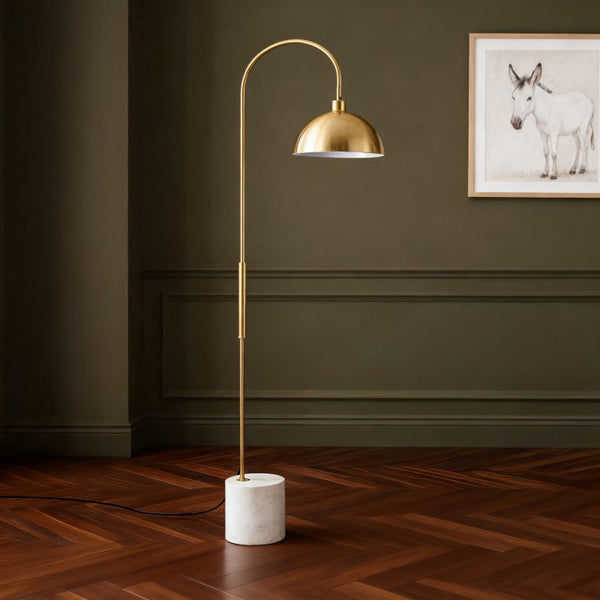 Safavieh Rosabellina 68 Inch Marble Base Floor Lamp with Gold Iron Stem and White Shade Gold / White CTL1104A