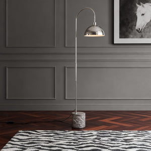Safavieh Rosabellina 68 Inch Marble Base Floor Lamp with Gold Iron Stem and White Shade Silver / Grey CTL1104B