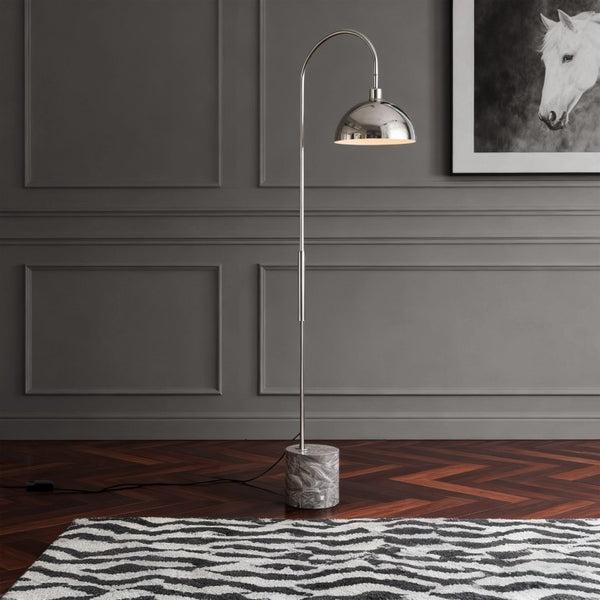 Safavieh Rosabellina 68 Inch Marble Base Floor Lamp with Gold Iron Stem and White Shade Silver / Grey CTL1104B
