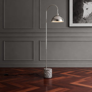 Safavieh Rosabellina 68 Inch Marble Base Floor Lamp with Gold Iron Stem and White Shade Silver / Grey CTL1104B