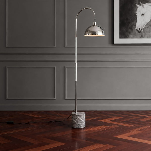 Safavieh Rosabellina 68 Inch Marble Base Floor Lamp with Gold Iron Stem and White Shade Silver / Grey CTL1104B