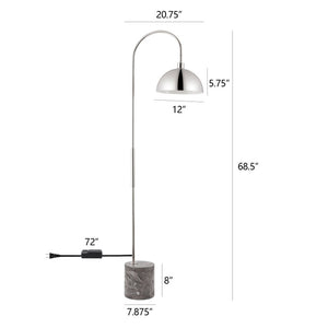 Safavieh Rosabellina 68 Inch Marble Base Floor Lamp with Gold Iron Stem and White Shade Silver / Grey CTL1104B
