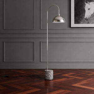 Safavieh Rosabellina 68 Inch Marble Base Floor Lamp with Gold Iron Stem and White Shade Silver / Grey CTL1104B
