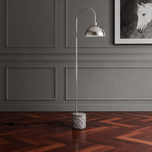 Safavieh Rosabellina 68 Inch Marble Base Floor Lamp with Gold Iron Stem and White Shade Silver / Grey CTL1104B