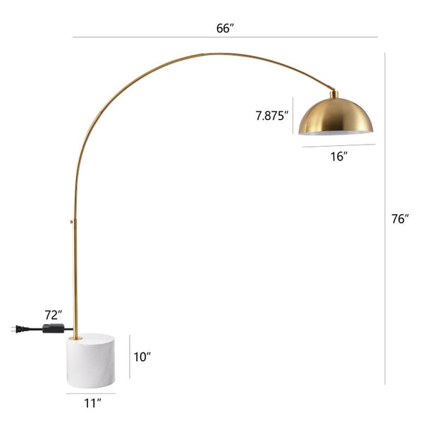 Safavieh Rosabellina 80 Inch Marble Base Floor Lamp with Gold Iron Frame for Modern Living Gold / White CTL1105A