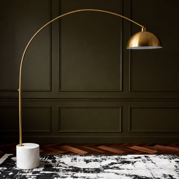 Safavieh Rosabellina 80 Inch Marble Base Floor Lamp with Gold Iron Frame for Modern Living Gold / White CTL1105A