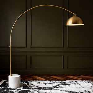 Safavieh Rosabellina 80 Inch Marble Base Floor Lamp with Gold Iron Frame for Modern Living Gold / White CTL1105A
