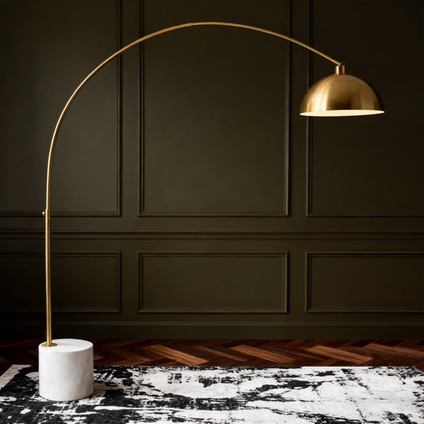 Safavieh Rosabellina 80 Inch Marble Base Floor Lamp with Gold Iron Frame for Modern Living Gold / White CTL1105A