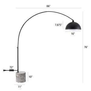 Safavieh Rosabellina 80 Inch Marble Base Floor Lamp with Gold Iron Frame for Modern Living Black / Grey CTL1105B