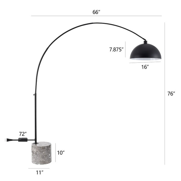 Safavieh Rosabellina 80 Inch Marble Base Floor Lamp with Gold Iron Frame for Modern Living Black / Grey CTL1105B